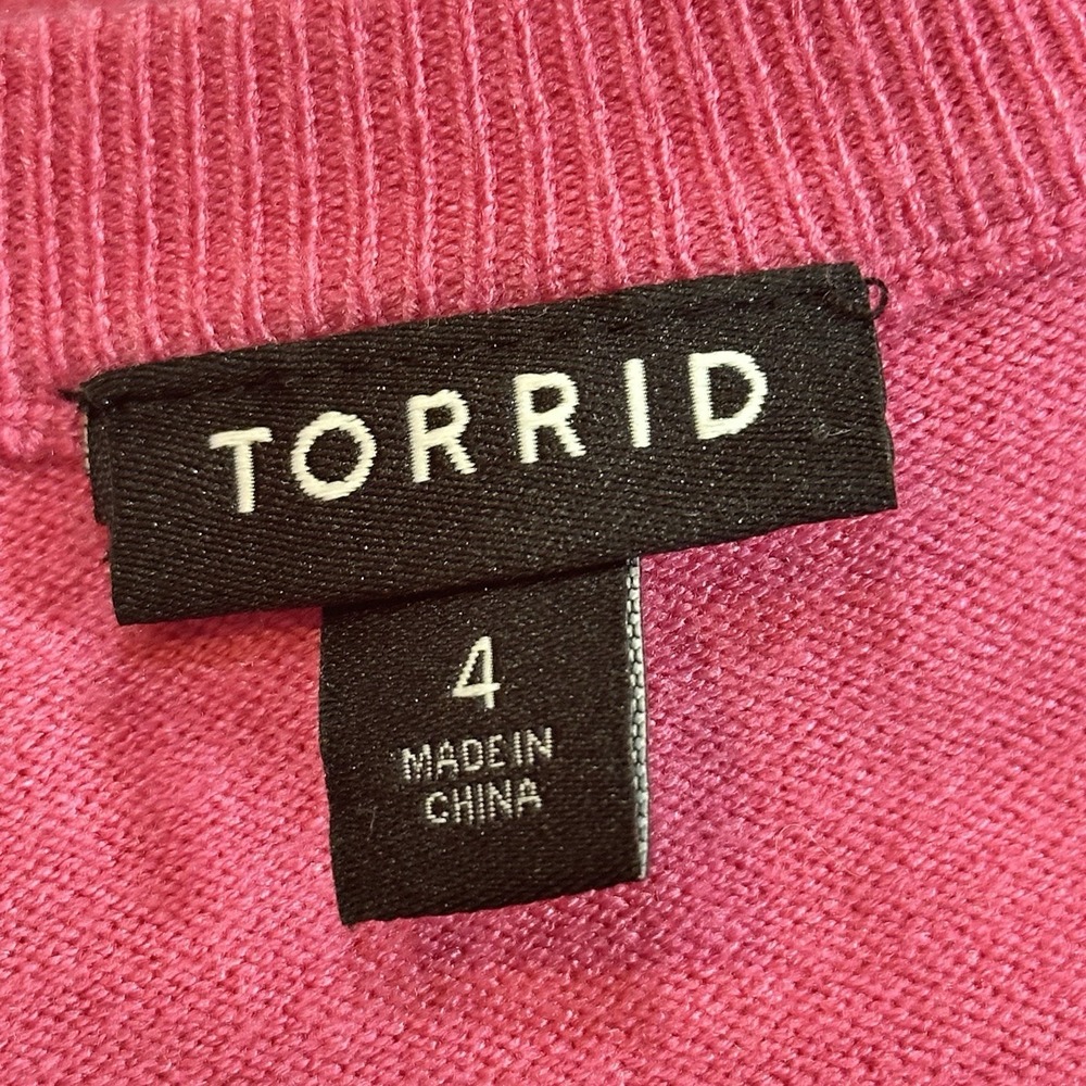 Torrid Hot Pink Lightweight Sweater Long Raglan Sleeve Soft‎ Knit Valentine - Picture 5 of 10